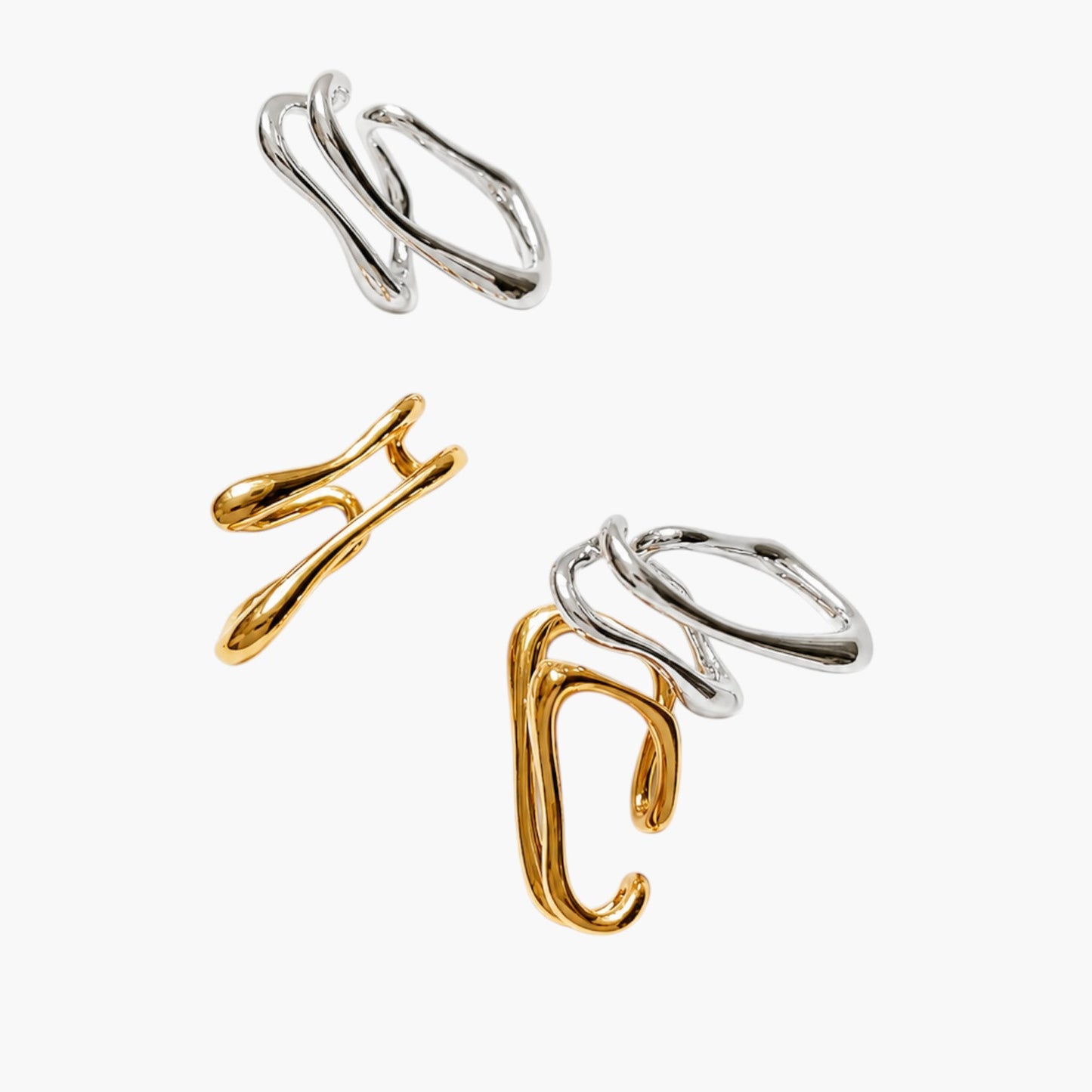 Sculptural Gold Ear Lobe Cuff Earrings