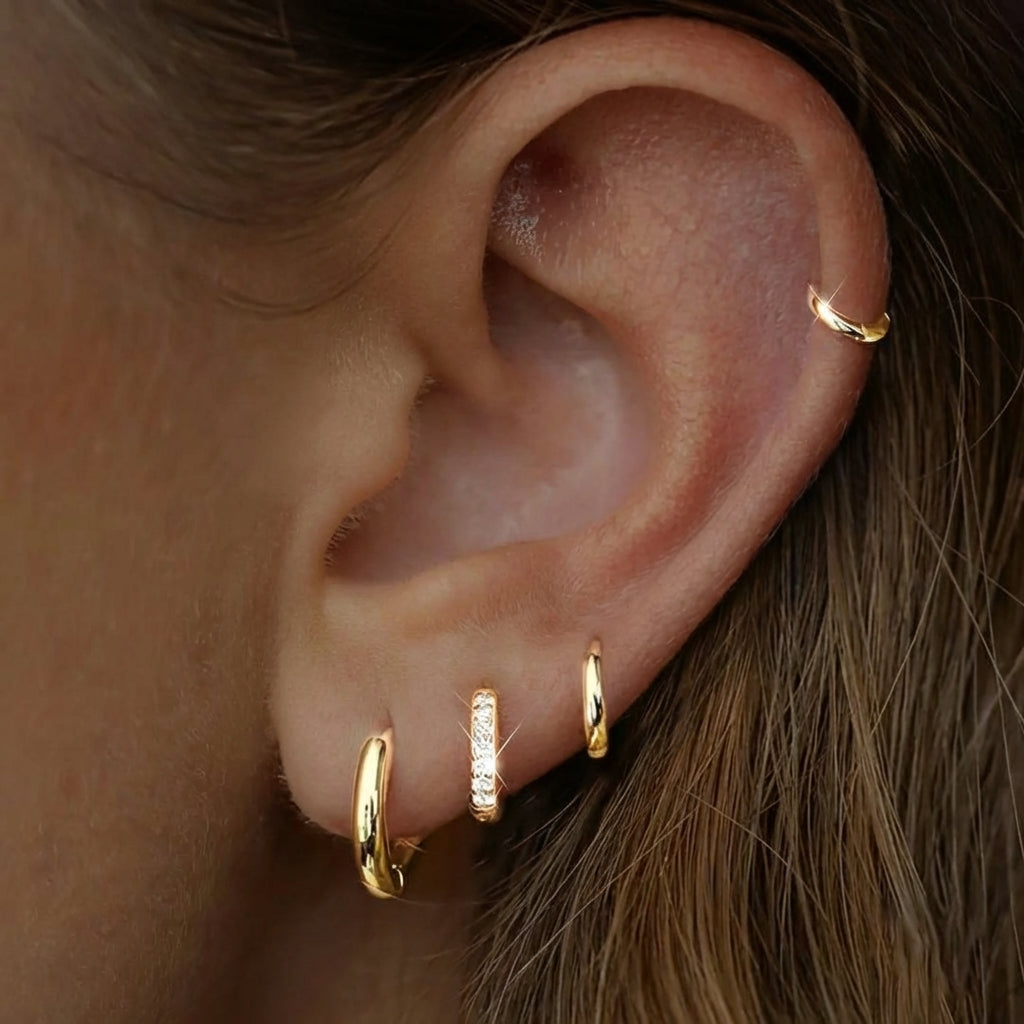 Gold Four Piece Mini Hoop Earrings Set