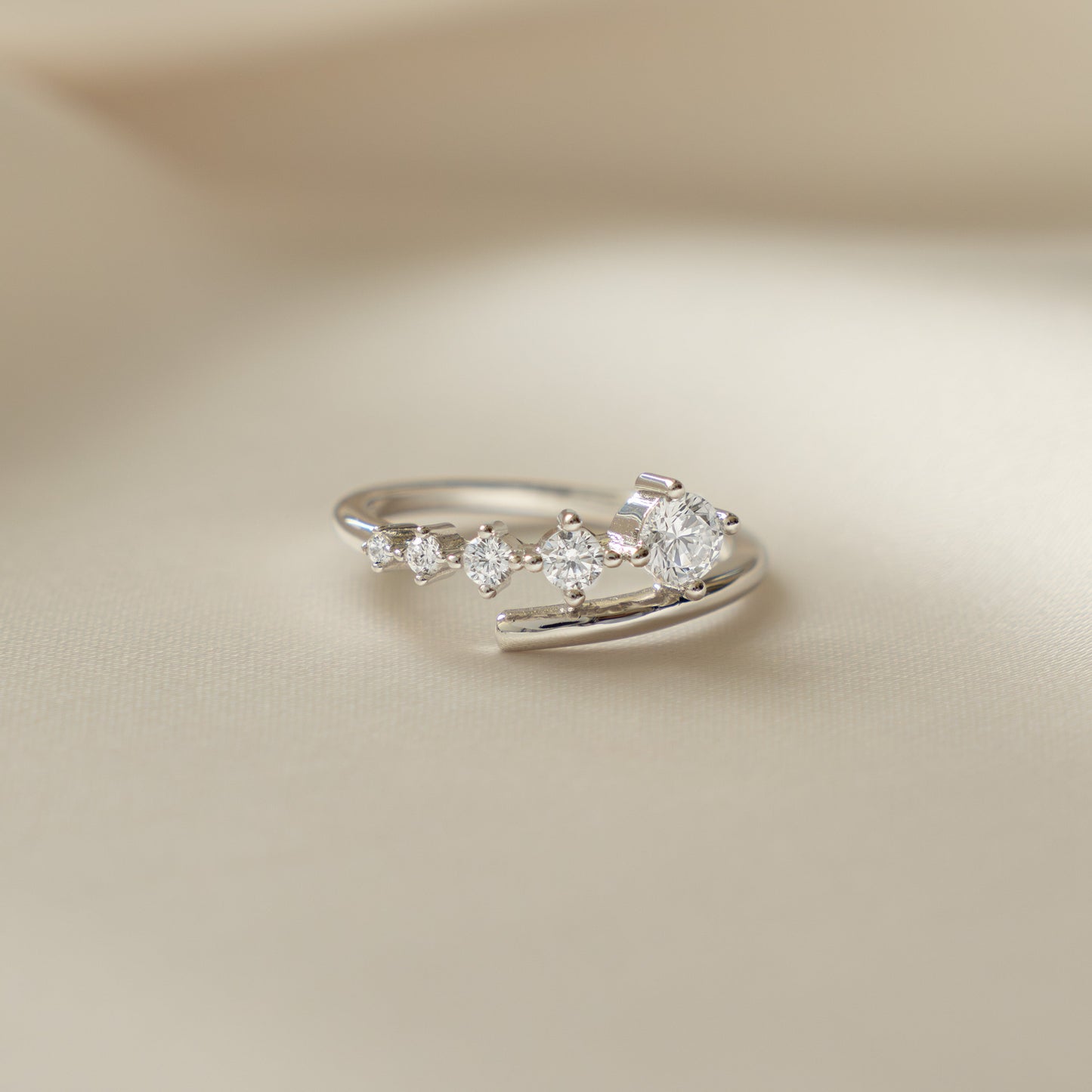 Gold Cubic Zirconia Bypass Stackable Ring