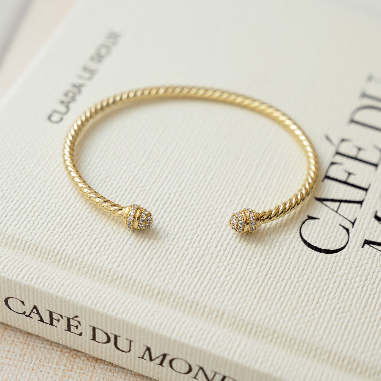 Gold Twisted Cuff Bangle Bracelet