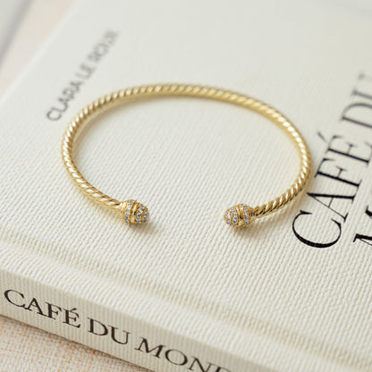 Gold Twisted Cuff Bangle Bracelet