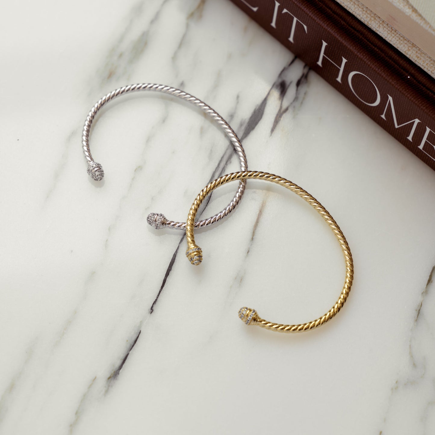 Gold Twisted Cuff Bangle Bracelet