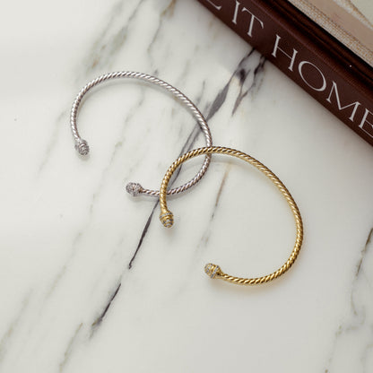 Gold Twisted Cuff Bangle Bracelet