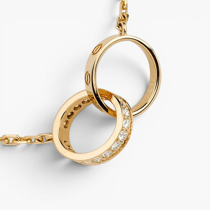 Interlocking Love Ring Pendant Necklace
