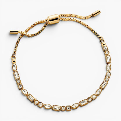 Mixed Stone Tennis Bracelet with Adjustable Pull Tie