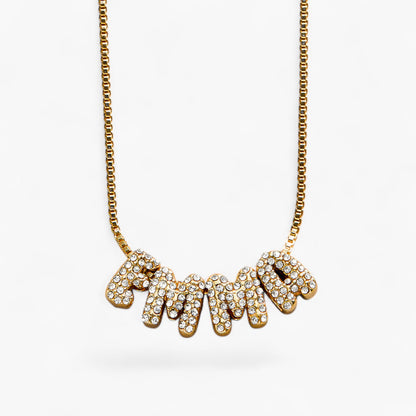 Gold Bubble Letter Name Necklace
