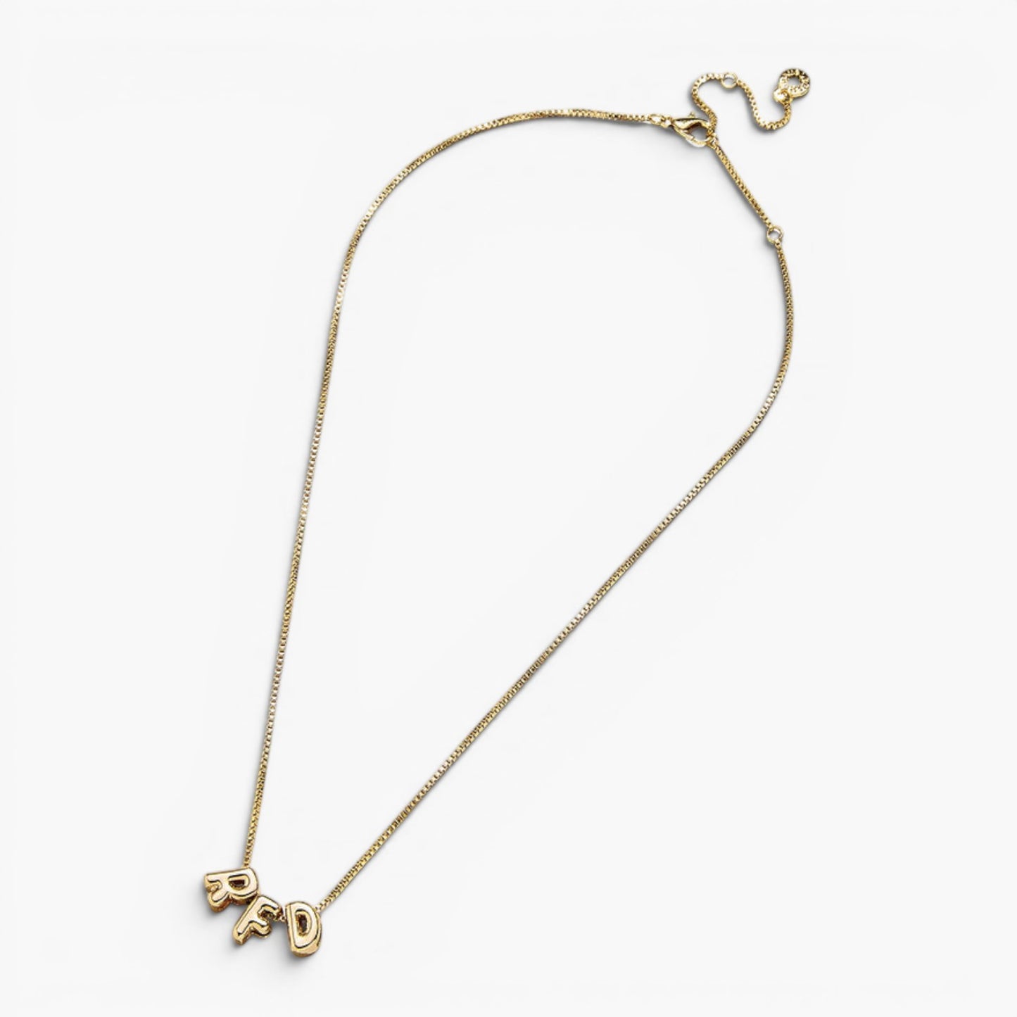Gold Bubble Letter Name Necklace