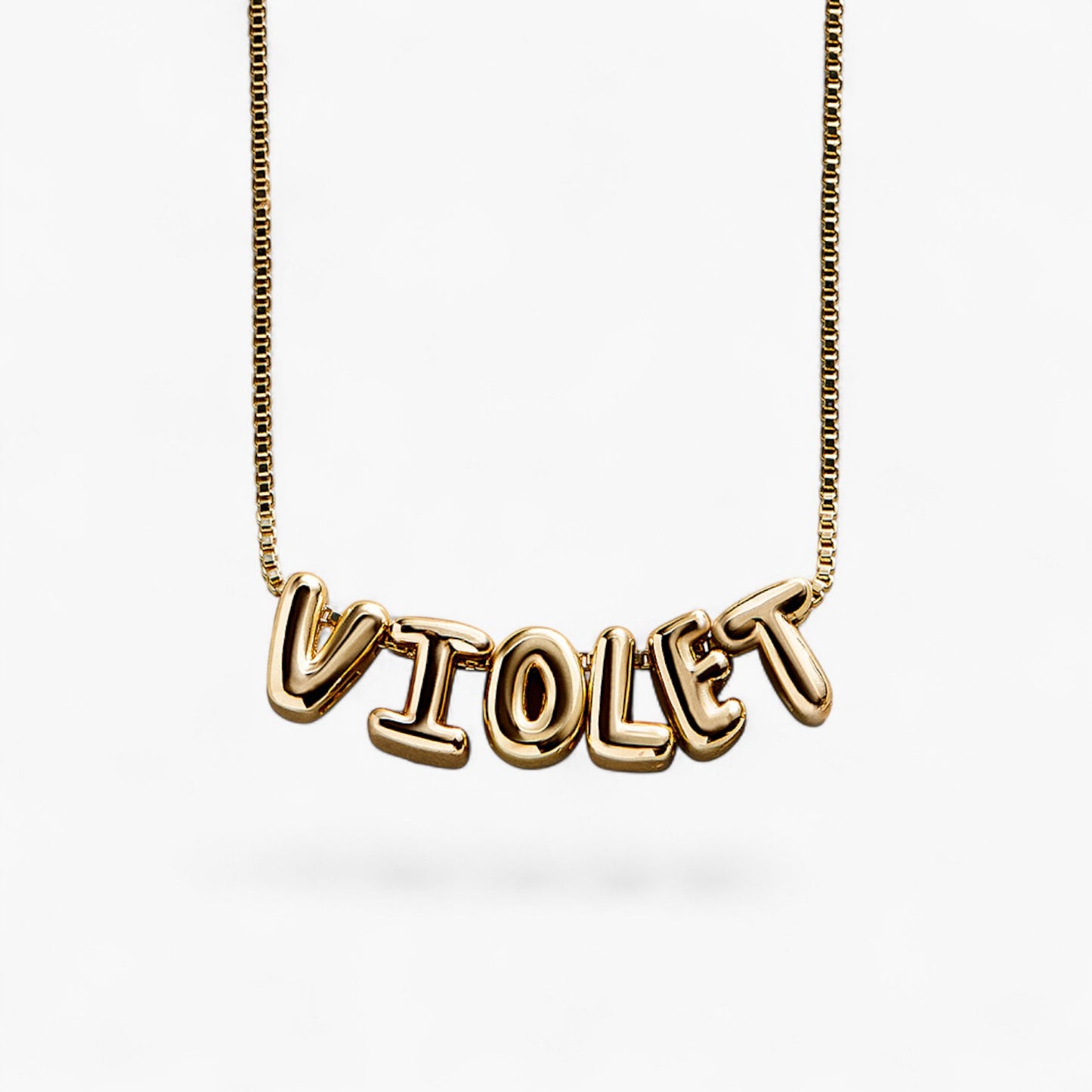 Gold Bubble Letter Name Necklace
