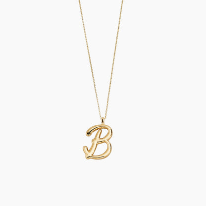 Gold Script Initial Necklace