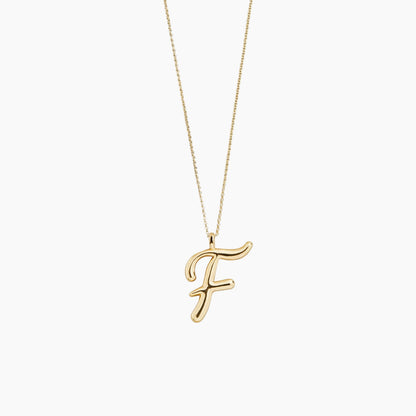 Gold Script Initial Necklace