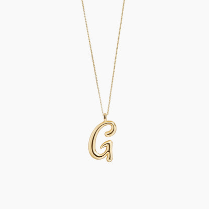 Gold Script Initial Necklace