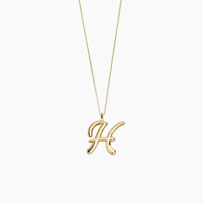 Gold Script Initial Necklace