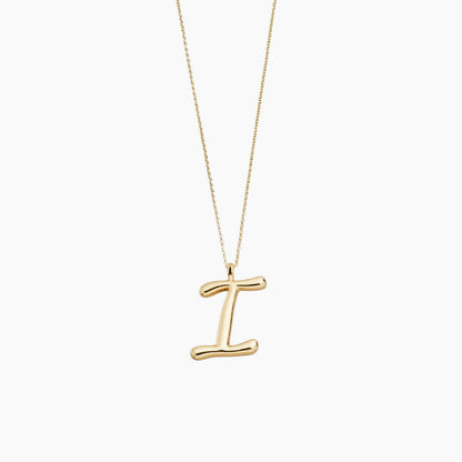 Gold Script Initial Necklace
