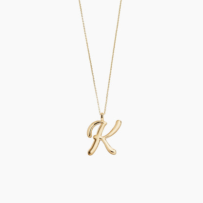 Gold Script Initial Necklace