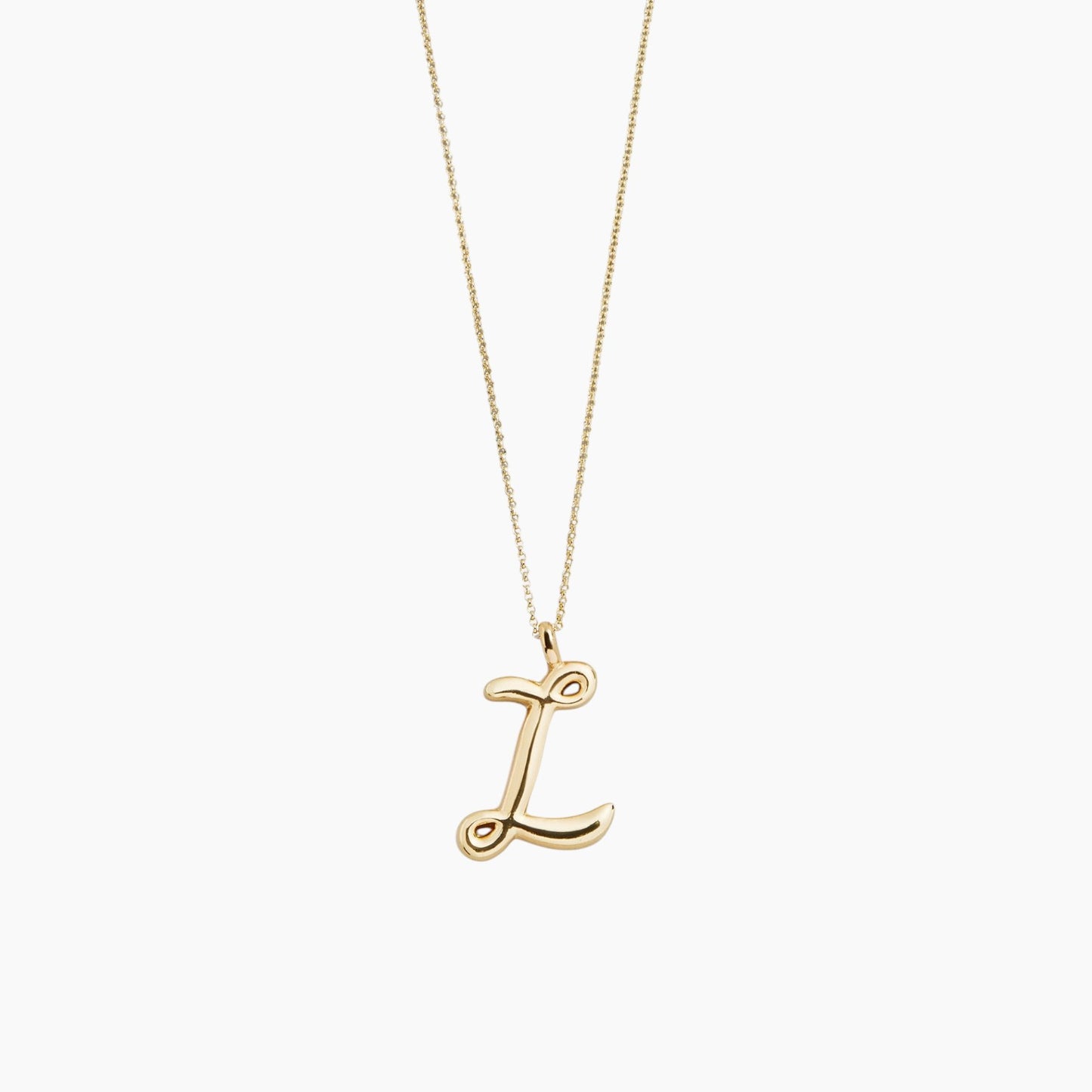 Gold Script Initial Necklace