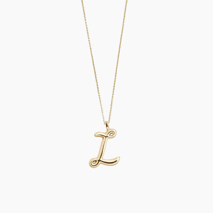 Gold Script Initial Necklace