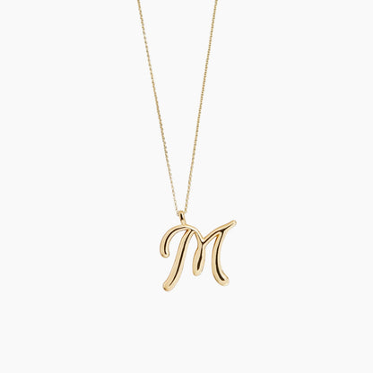 Gold Script Initial Necklace