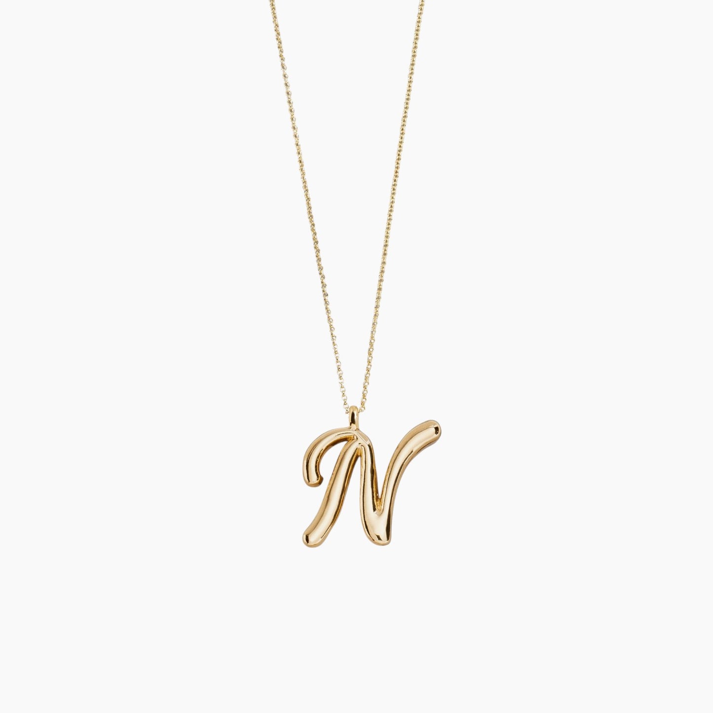 Gold Script Initial Necklace