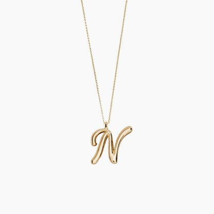 Gold Script Initial Necklace
