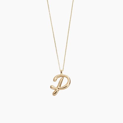 Gold Script Initial Necklace