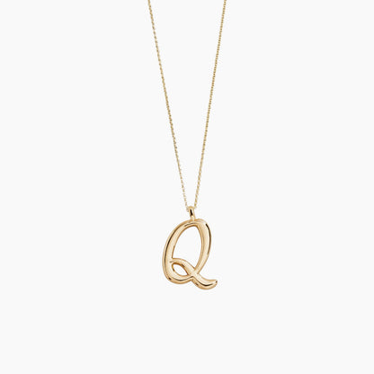 Gold Script Initial Necklace