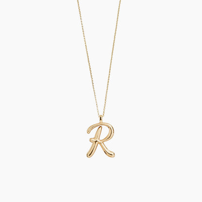 Gold Script Initial Necklace