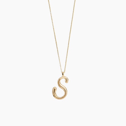 Gold Script Initial Necklace
