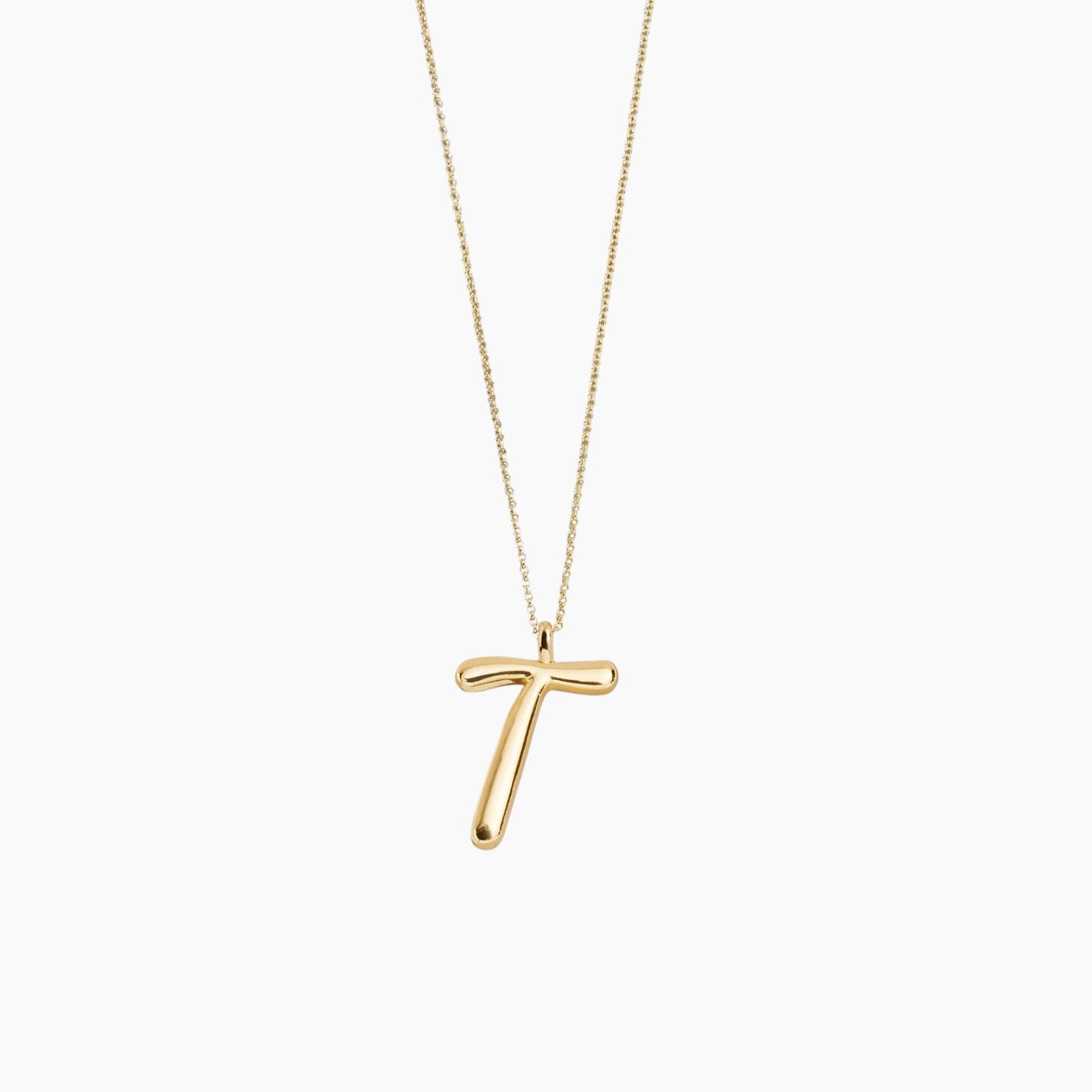 Gold Script Initial Necklace