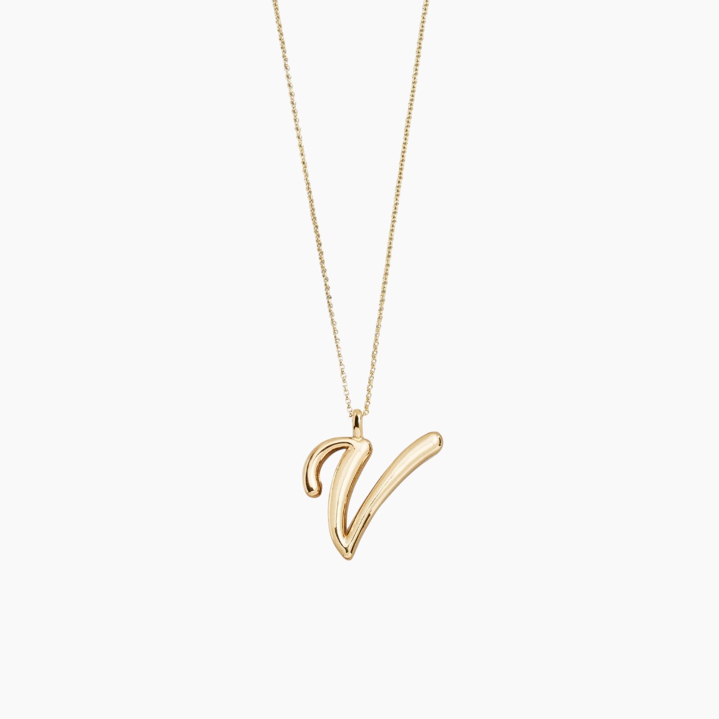 Gold Script Initial Necklace