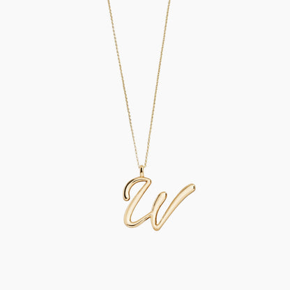 Gold Script Initial Necklace