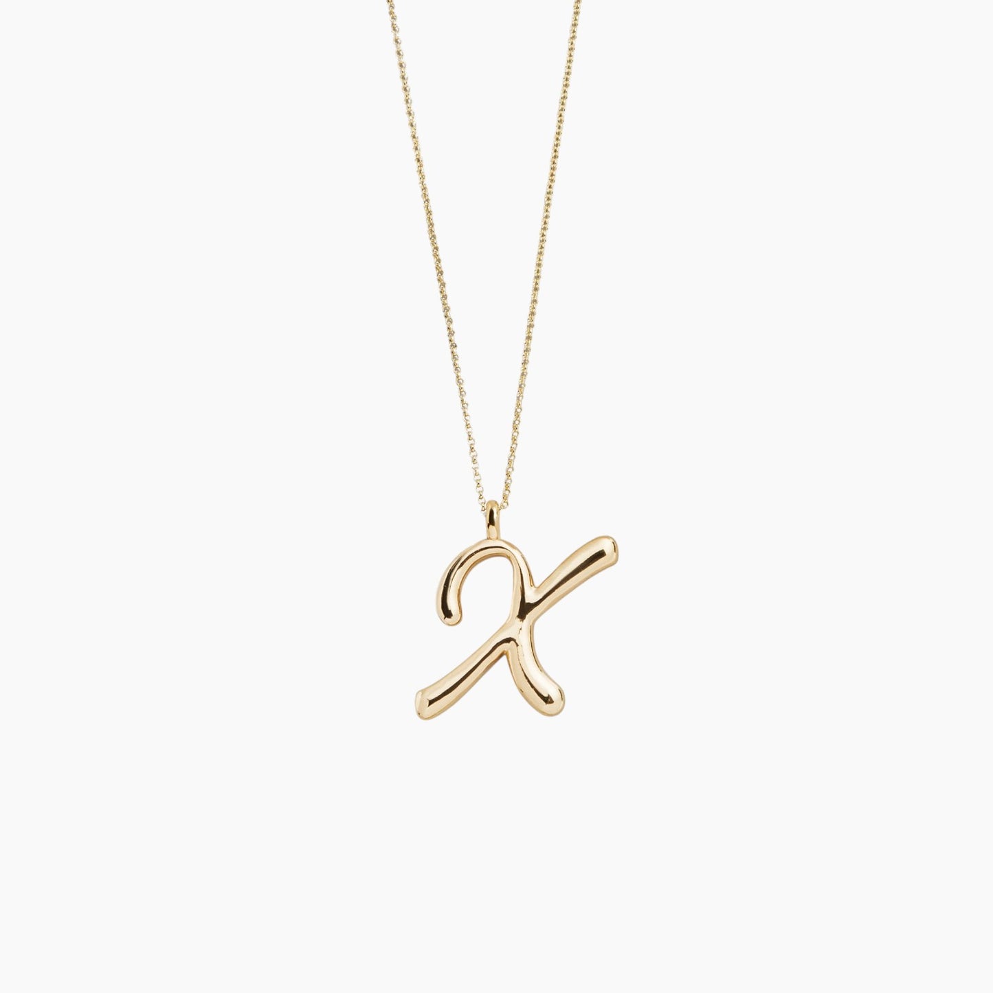 Gold Script Initial Necklace