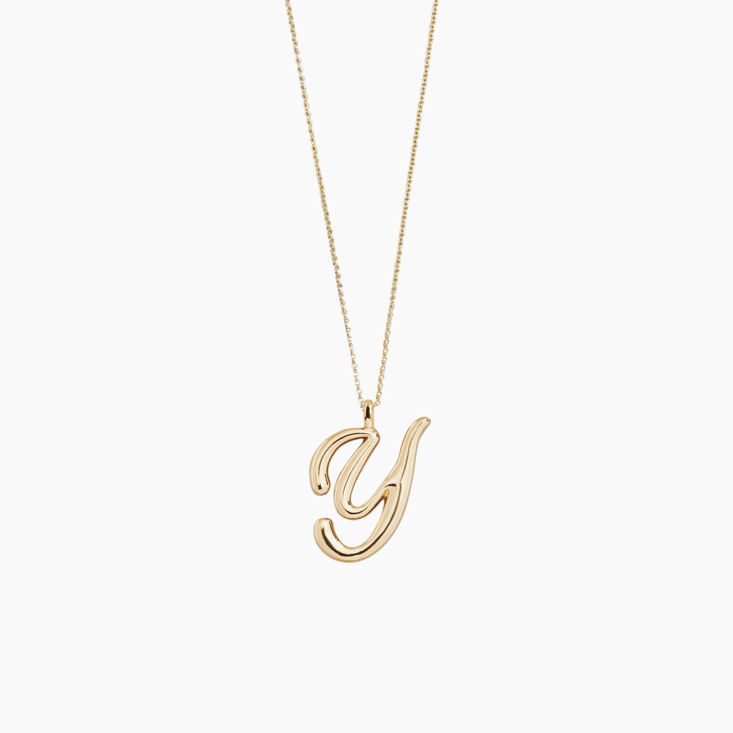 Gold Script Initial Necklace