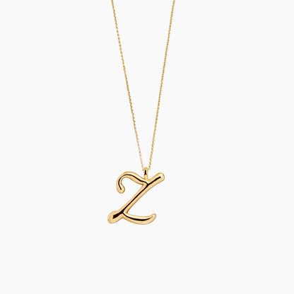 Gold Script Initial Necklace