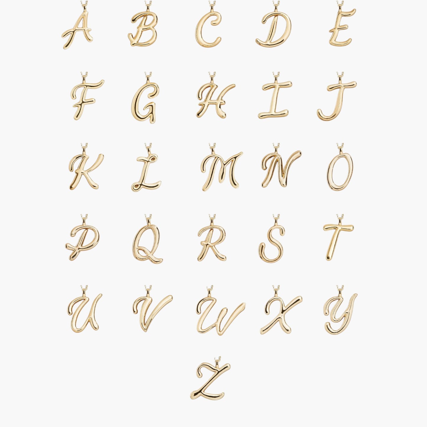 Gold Script Initial Necklace