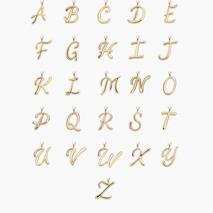 Gold Script Initial Necklace
