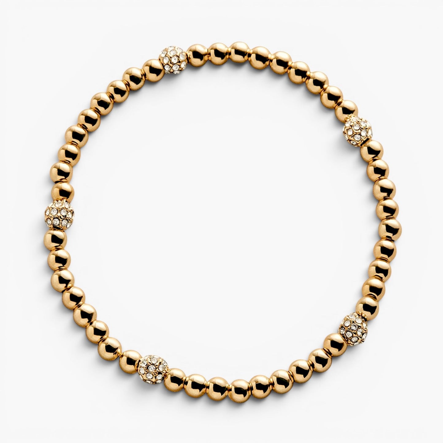 Alternating Pavé Pisa Bead Stretch Bracelet