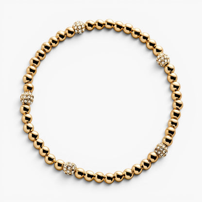Alternating Pavé Pisa Bead Stretch Bracelet