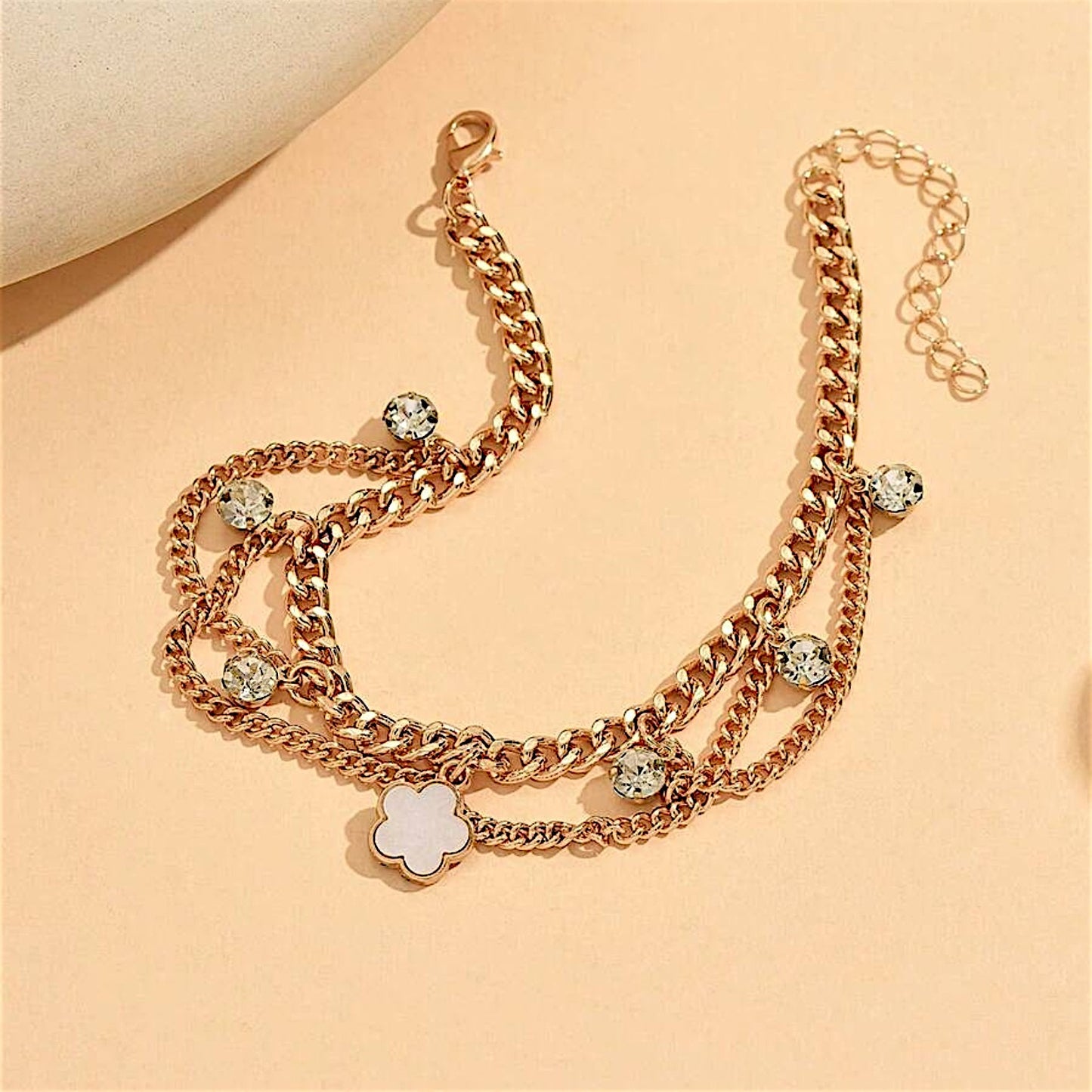Aurelia Clover Layered Chain Anklet