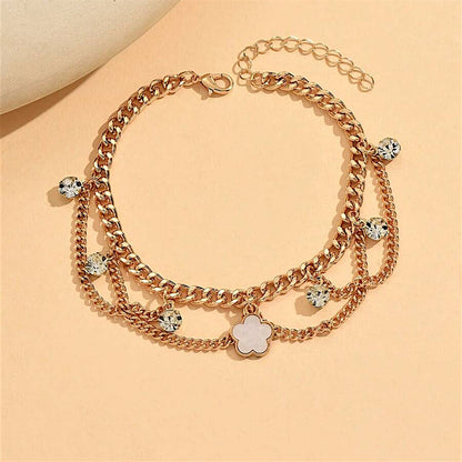 Aurelia Clover Layered Chain Anklet
