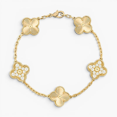 Gold Four Leaf Clover Charm Bracelet