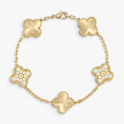 Gold Four Leaf Clover Charm Bracelet