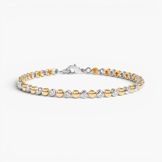 Two Tone Bead and Bezel Tennis Bracelet