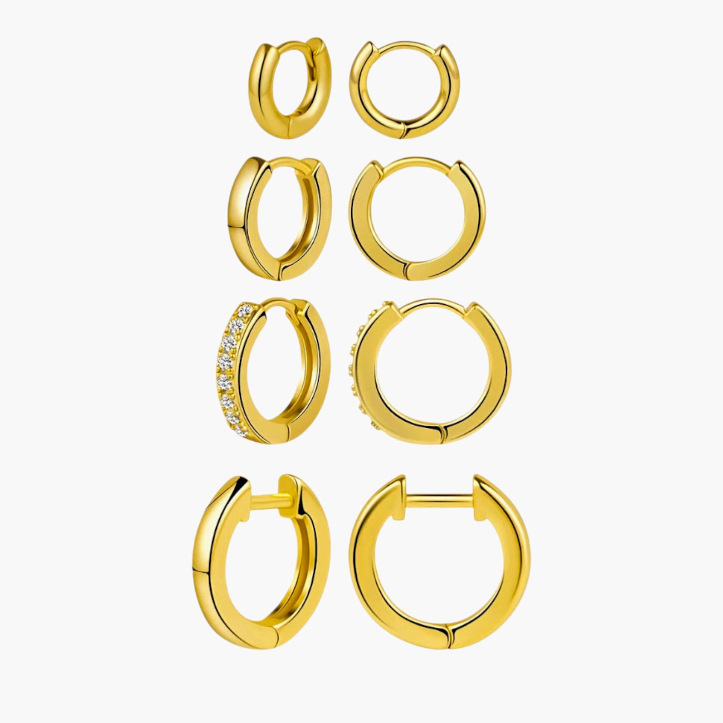 Gold Four Piece Mini Hoop Earrings Set