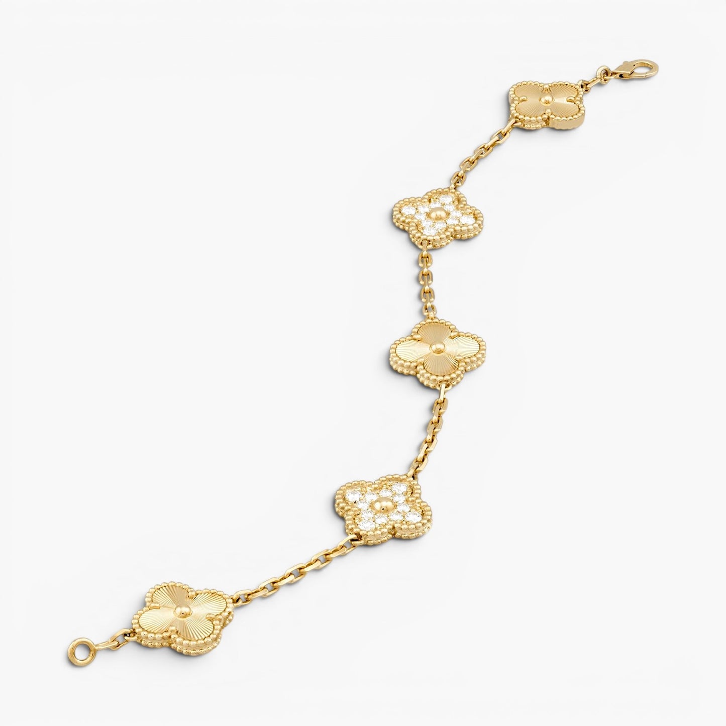 Gold Four Leaf Clover Charm Bracelet