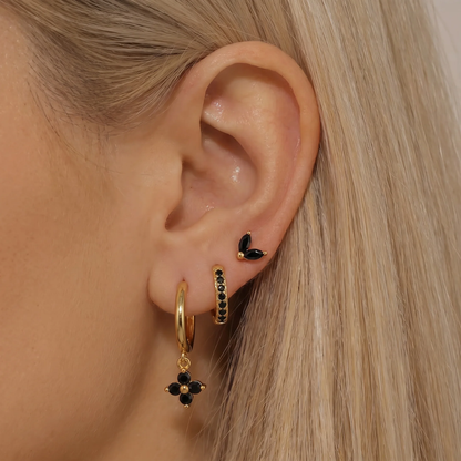 Gold Clover Leaf Earring Set