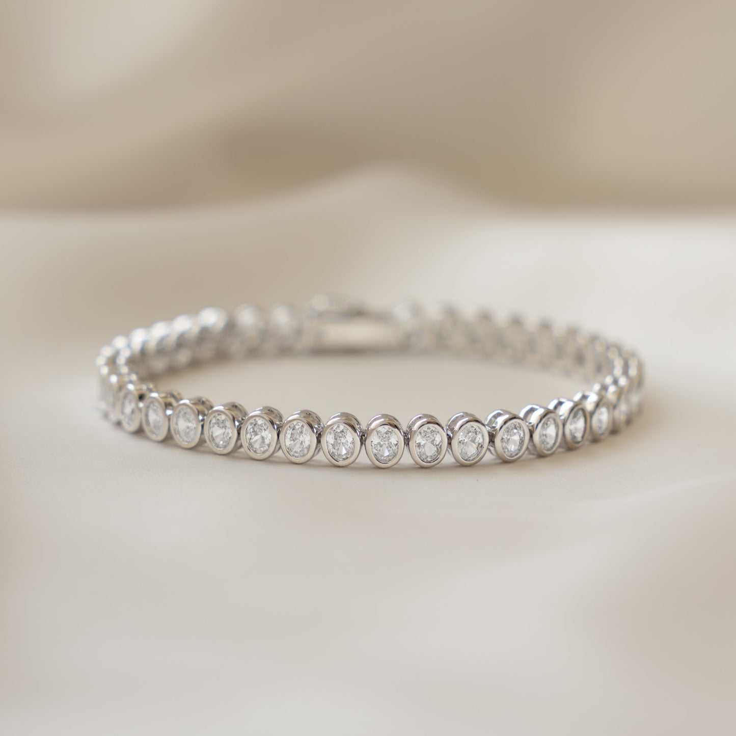 Dainty Oval Bezel CZ Tennis Bracelet