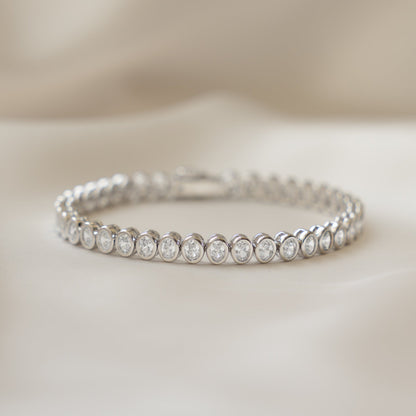 Dainty Oval Bezel CZ Tennis Bracelet