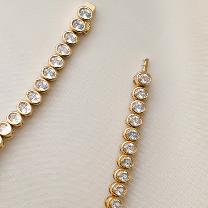 Dainty Oval Bezel CZ Tennis Bracelet