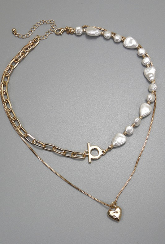 Multi Layered Pearl Link Necklace