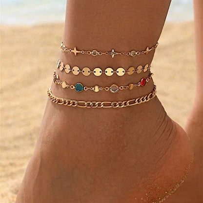 Solène Star Charm Layered Anklet Set